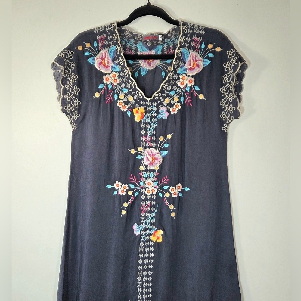JOHNNY WAS KEVA FLORAL EMBROIDERED TUNIC DRESS. - Picture 3 of 5